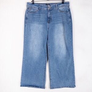 Curve Appeal Womens Jeans 16/33 Blue Wide Leg High Rise Stretch Denim Casual